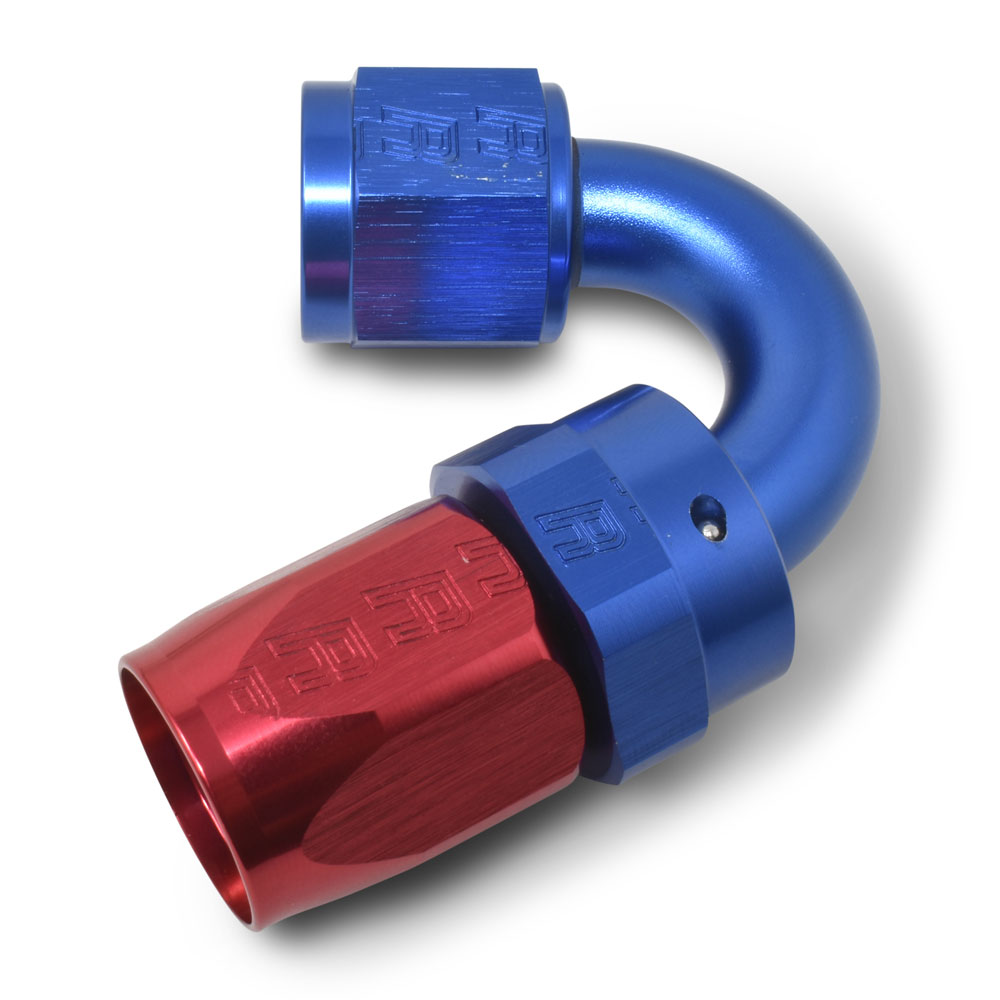 Russell Fuel Hose Fitting 613480; Swivel Hose End Blue/Red Anodized -12AN 150 deg. -12AN Female 