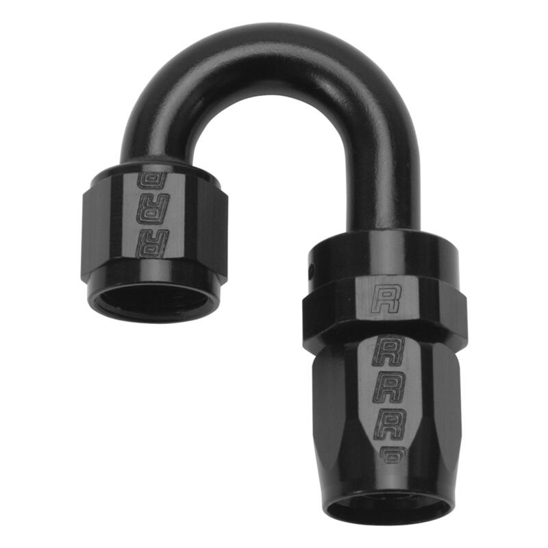 Russell Fuel Hose Fitting 613505; Full Flow Swivel Hose End Black Anodized -06AN 180 deg. -06AN Female 