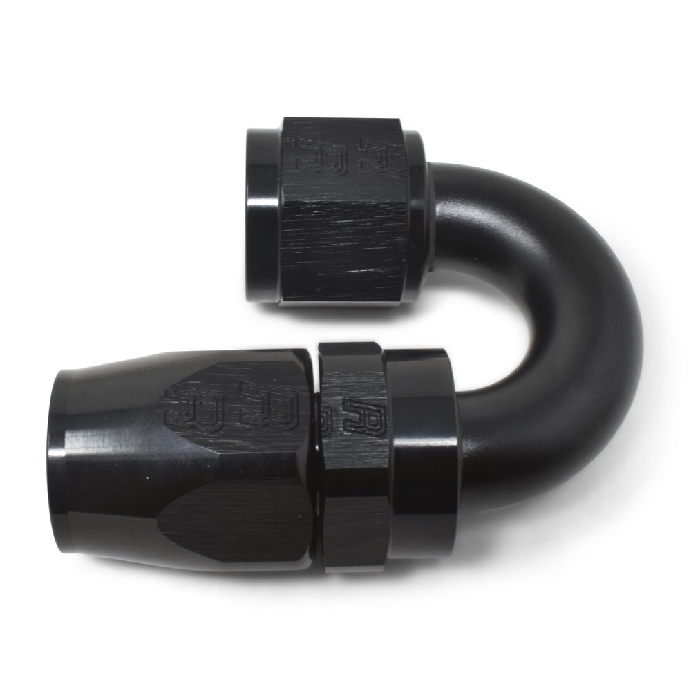 Russell Fuel Hose Fitting 613515; Pro Classic Swivel Hose End Black Anodized -08AN 180 deg. -08AN Female 
