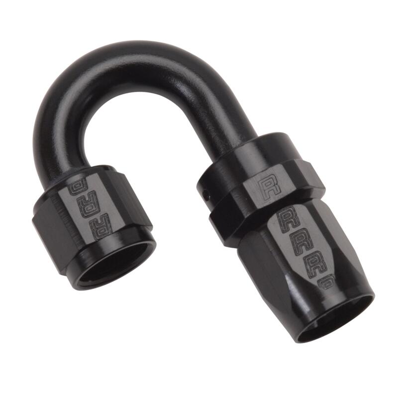 Russell Fuel Hose Fitting 613515; Pro Classic Swivel Hose End Black Anodized -08AN 180 deg. -08AN Female 