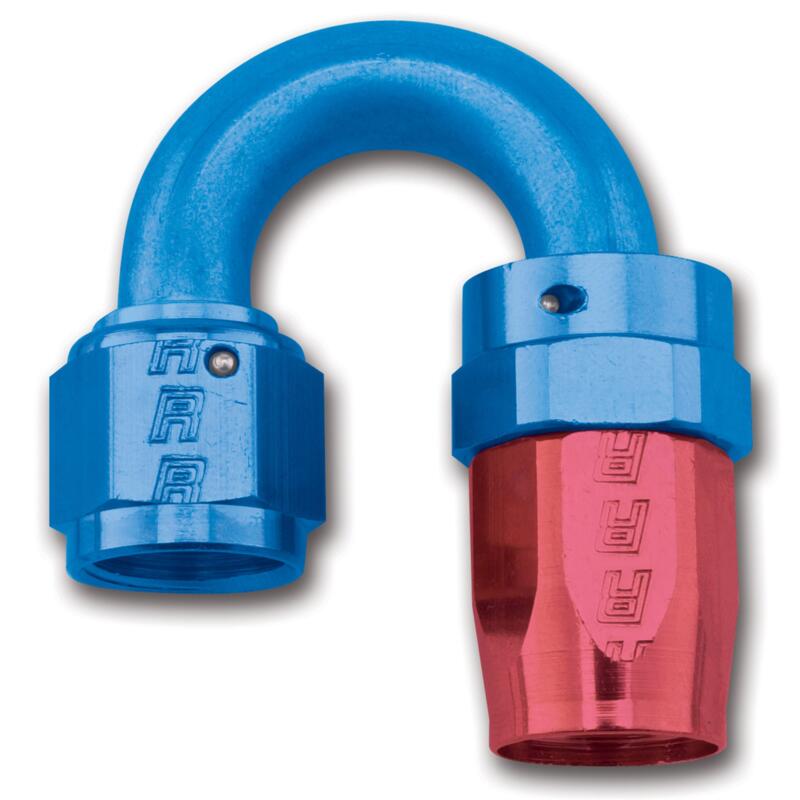 Russell Fuel Hose Fitting 613520; Swivel Hose End Blue/Red Anodized -10AN 180 deg. -10AN Female 