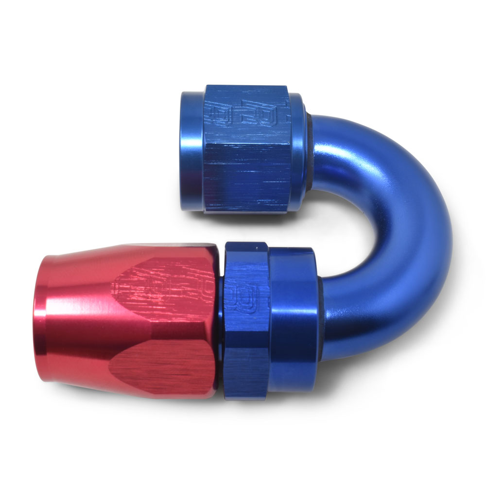 Russell Fuel Hose Fitting 613520; Swivel Hose End Blue/Red Anodized -10AN 180 deg. -10AN Female 