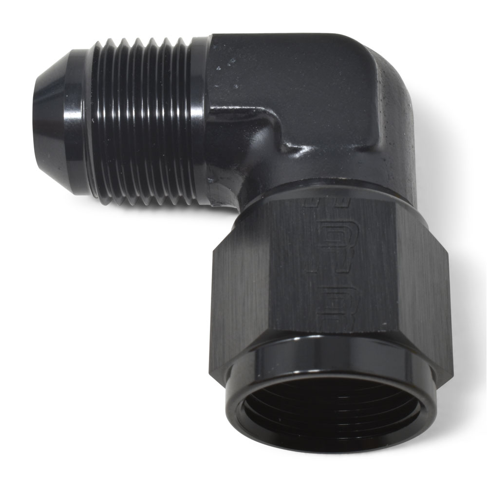 Russell AN Fitting 614805; AN to AN Coupler Black -06AN Female 90 deg. -06AN Male 