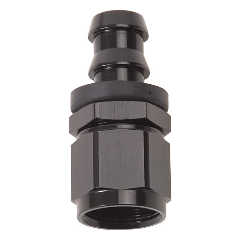 Russell Fuel Hose Fitting 624023; Twist Lok Hose End Black Anodized -08AN Straight -08AN Female 