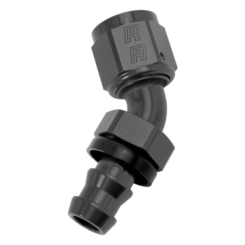 Russell Hose End 624083; Twist Lok Hose End Black Anodized -06AN 45 deg. -06AN Female 