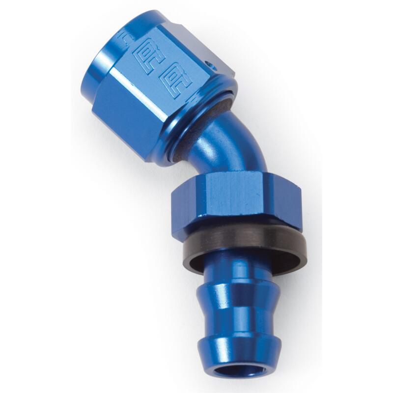 Russell Fuel Hose Fitting 624090; Non Swivel Hose End Blue Anodized -08AN 45 deg. -08AN Female 