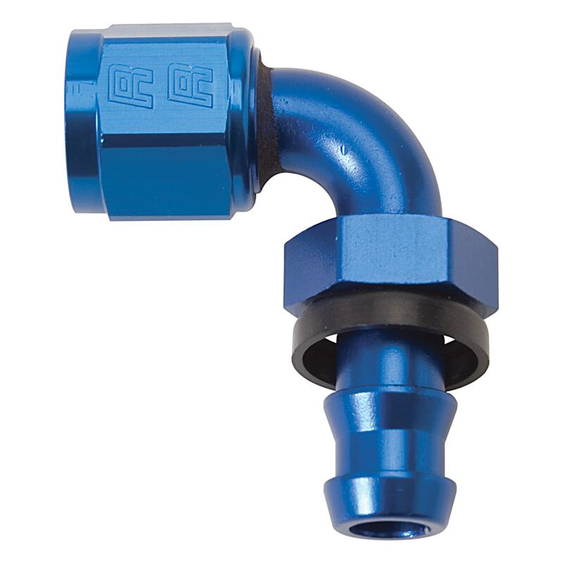 Russell Fuel Hose Fitting 624160; Non Swivel Hose End Blue Anodized -06AN 90 deg. -06AN Female 