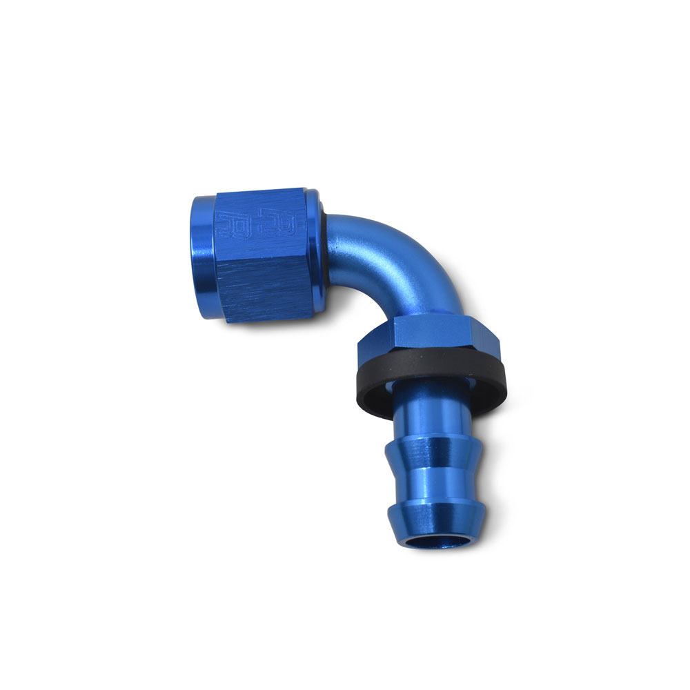 Russell Fuel Hose Fitting 624160; Non Swivel Hose End Blue Anodized -06AN 90 deg. -06AN Female 