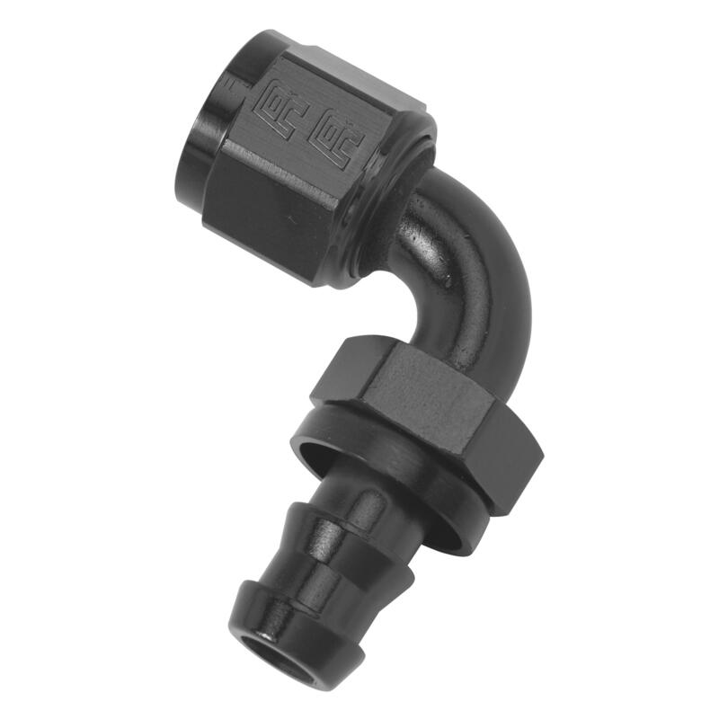 Russell Fuel Hose Fitting 624183; Twist Lok Hose End Black Anodized -10AN 90 deg. -10AN Female 