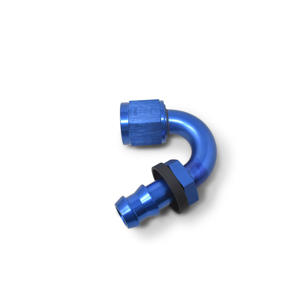 Russell Hose End 626040; Non Swivel Hose End Blue Anodized -08AN 150 deg. -08AN Female 
