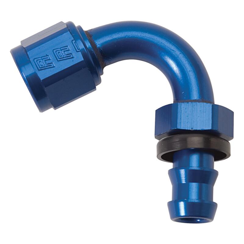 Russell Fuel Hose Fitting 626050; Non Swivel Hose End Blue Anodized -10AN 150 deg. -10AN Female 
