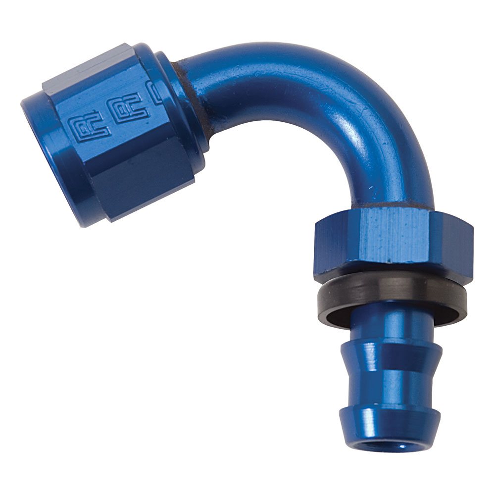 Russell Fuel Hose Fitting 626050; Non Swivel Hose End Blue Anodized -10AN 150 deg. -10AN Female 
