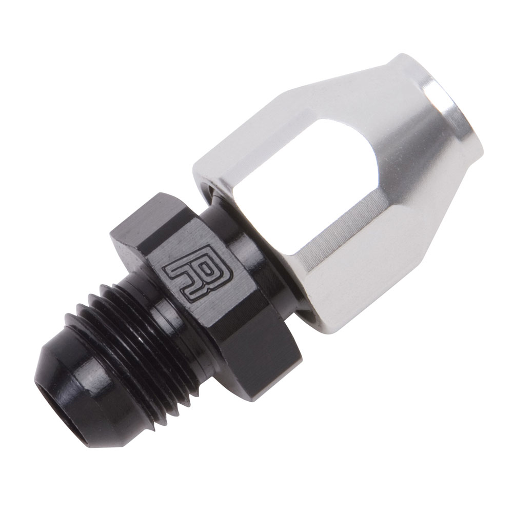 Russell Tube Fitting 639213; AN to Hard Line Adapter Black Anodized -06AN Male Straight 3/8 in. Tube 