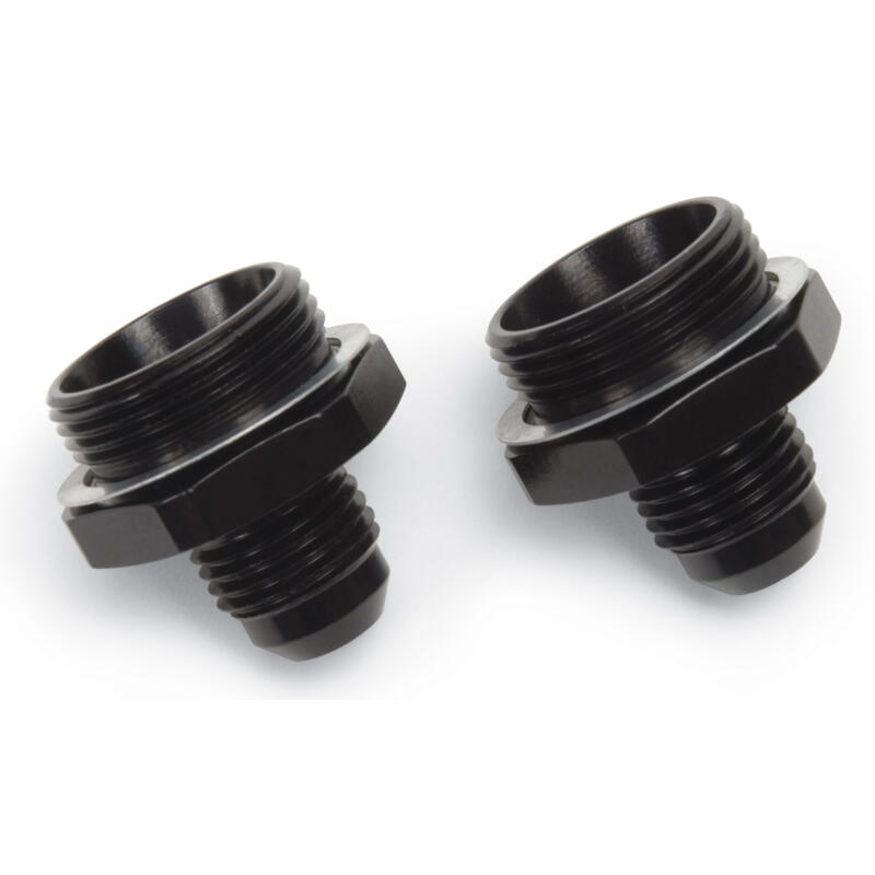 Russell Carburetor Fuel Inlet Fitting 640223; Carburetor Inlet Adapter Black Anodized -06AN Male Straight 7/8 in. -20 Male 