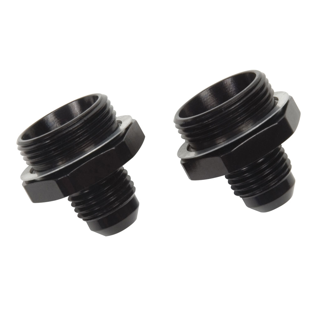 Russell Carburetor Fuel Inlet Fitting 640223; Carburetor Inlet Adapter Black Anodized -06AN Male Straight 7/8 in. -20 Male 