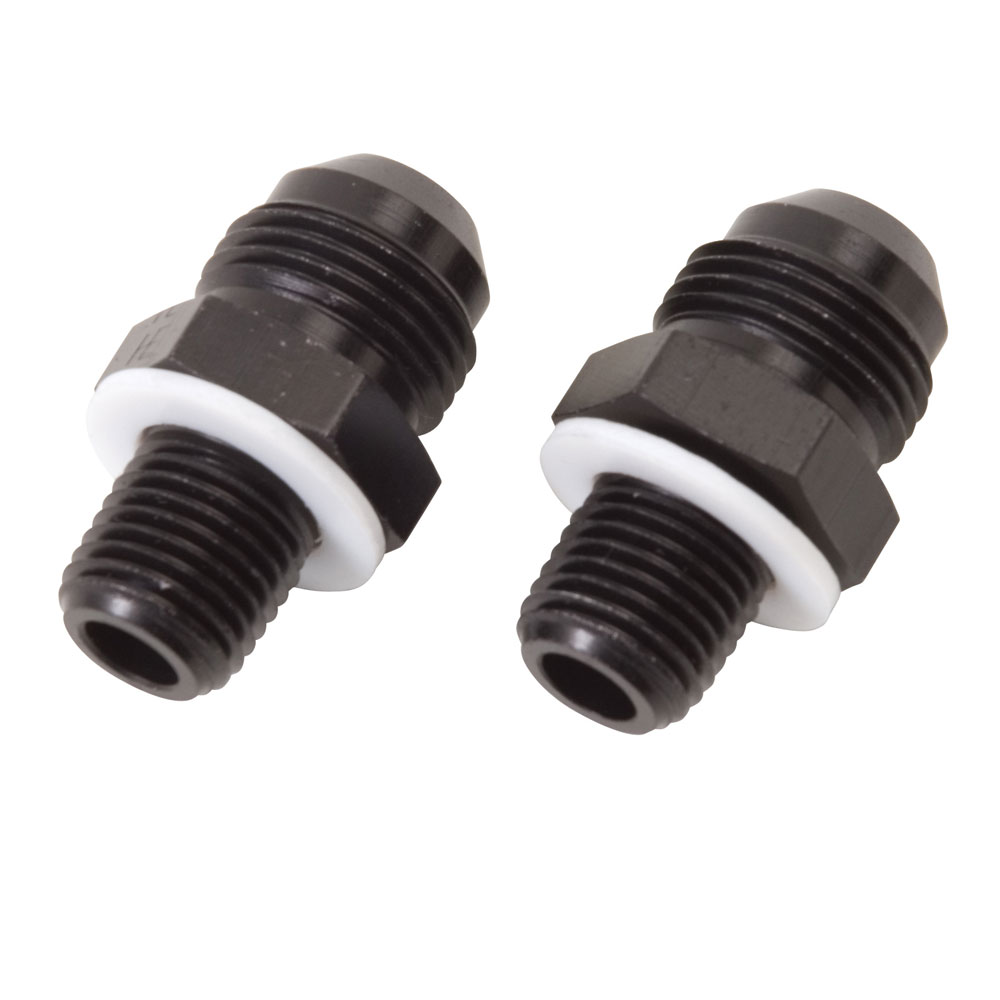 Russell Transmission Oil Cooler End Fitting 640530; Transmission Line Adapters AN to NPS Adapter Black -08AN Male Straight 1/4 in. NPS Male for GM TH350, TH400, 700R4 