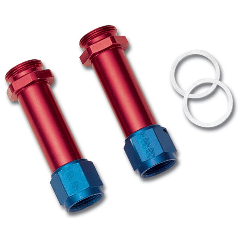 Russell Carburetor Fuel Inlet Fitting 640750; Carburetor Inlet Adapter Red/Blue Anodized -08AN Female Straight 7/8 in. -20 Male 