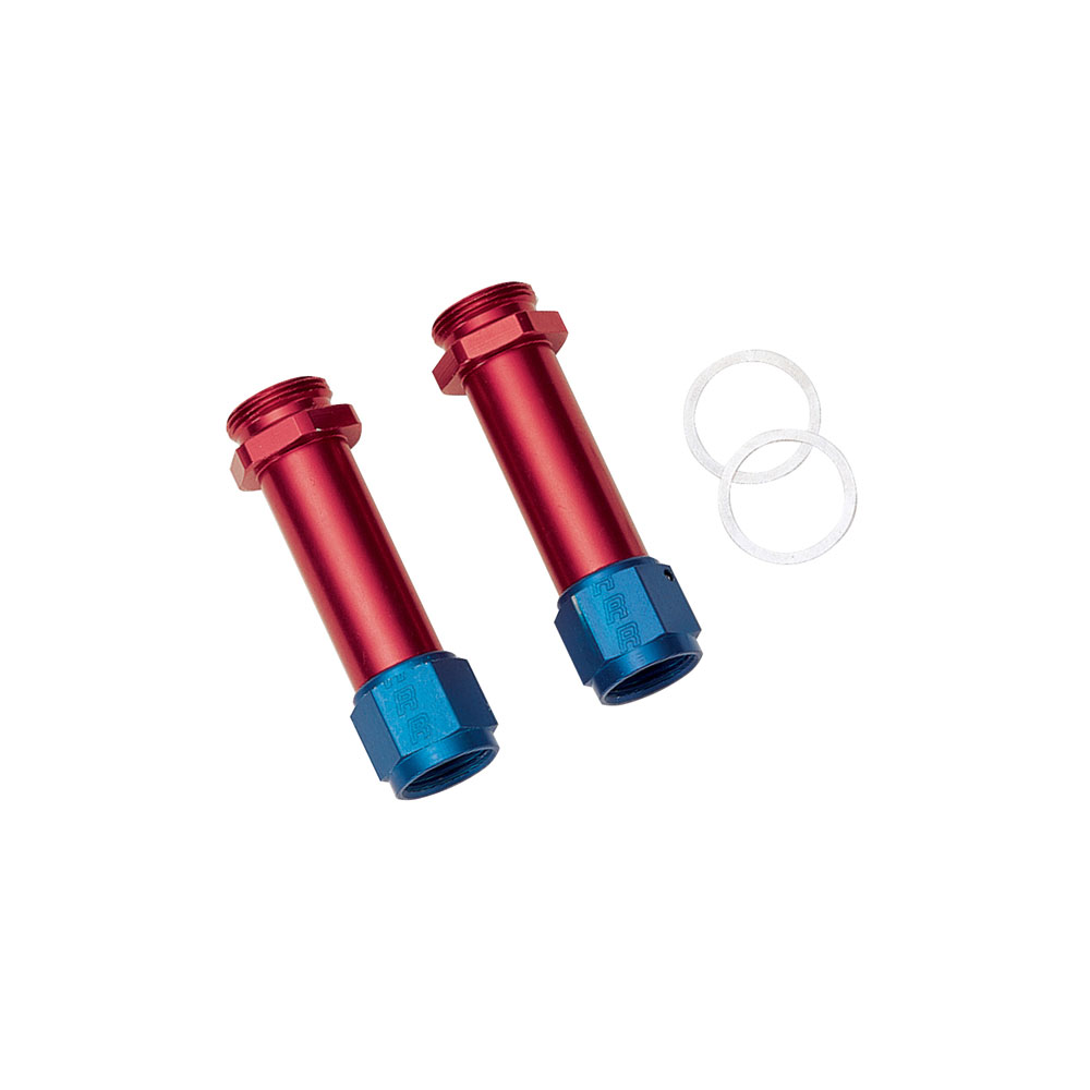 Russell Carburetor Fuel Inlet Fitting 640750; Carburetor Inlet Adapter Red/Blue Anodized -08AN Female Straight 7/8 in. -20 Male 