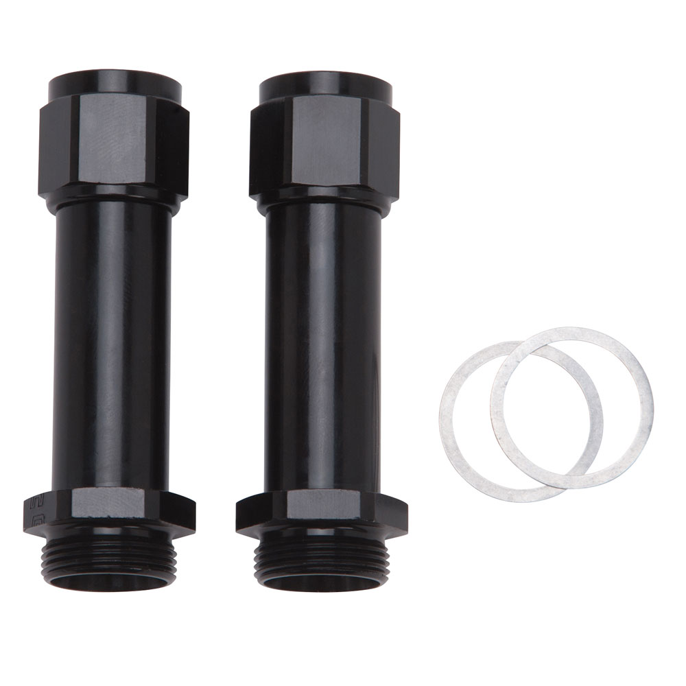 Russell Carburetor Fuel Inlet Fitting 640753; Carburetor Inlet Fitting Black Anodized -08AN Female Straight 7/8 in. -20 Male 