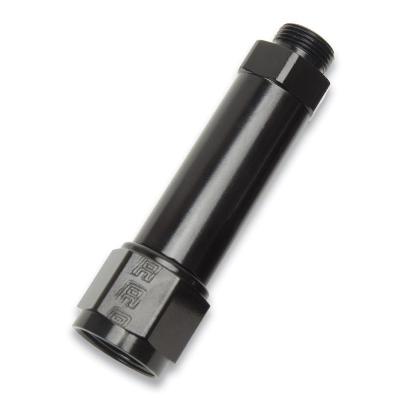 Russell Carburetor Fuel Inlet Fitting 640753; Carburetor Inlet Fitting Black Anodized -08AN Female Straight 7/8 in. -20 Male 