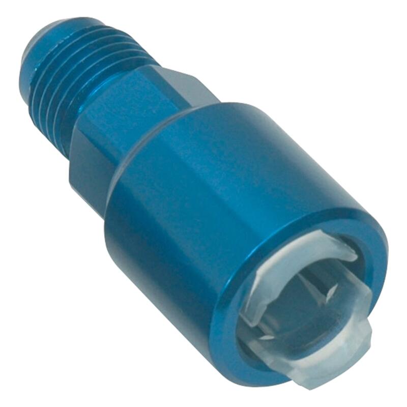 Russell AN Fitting 640860; AN to Quick Connect Adapter Blue -06AN Male Straight 5/16 in. SAE Female 