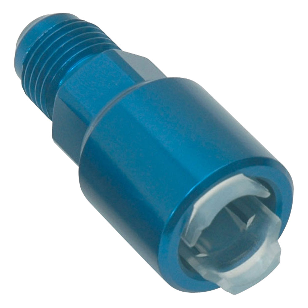 Russell AN Fitting 640860; AN to Quick Connect Adapter Blue -06AN Male Straight 5/16 in. SAE Female 