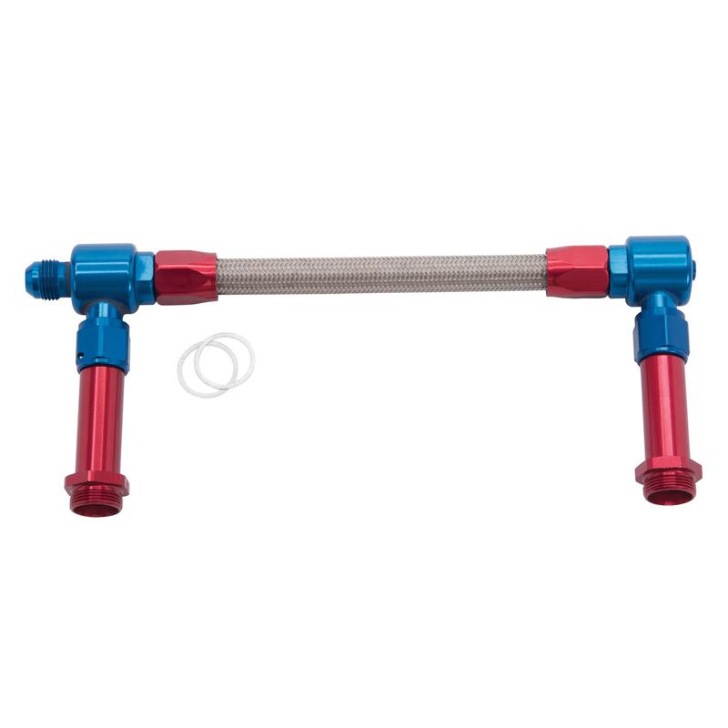 Russell Carburetor Fuel Inlet Kit 641150; 9.250 in. Dual Feed Satin Braided Stainless Steel 