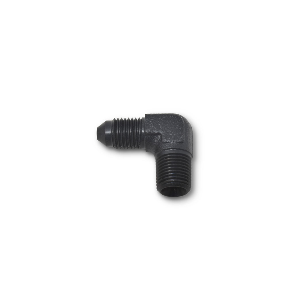 Russell AN Fitting 642793; AN to NPT Adapter Black -03AN Male 90 deg. 1/8 in. NPT Male 