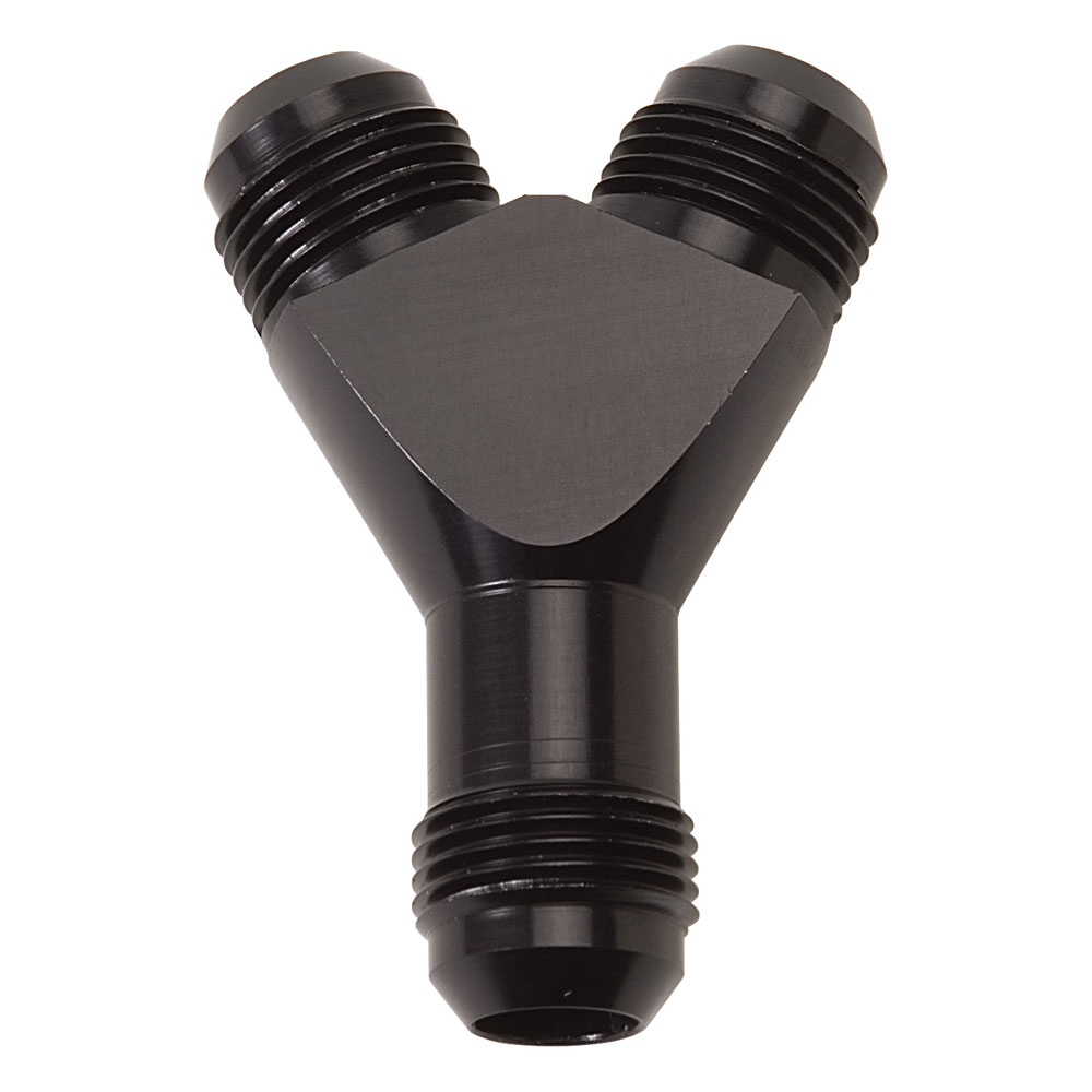 Russell Distribution Blocks 650430; AN to AN Y-Block Black -06AN Male Y Fitting -06AN Male -06AN Male 