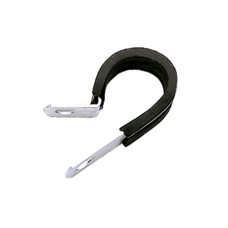 Russell Fuel Hose Clamp 651010; 0.750 in. Steel, Rubber Cadmium Plated, Black Cushioned 