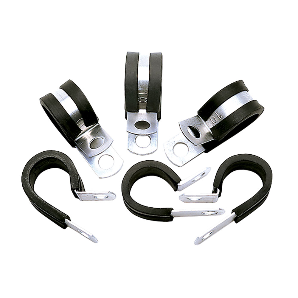 Russell Fuel Hose Clamp 651010; 0.750 in. Steel, Rubber Cadmium Plated, Black Cushioned 