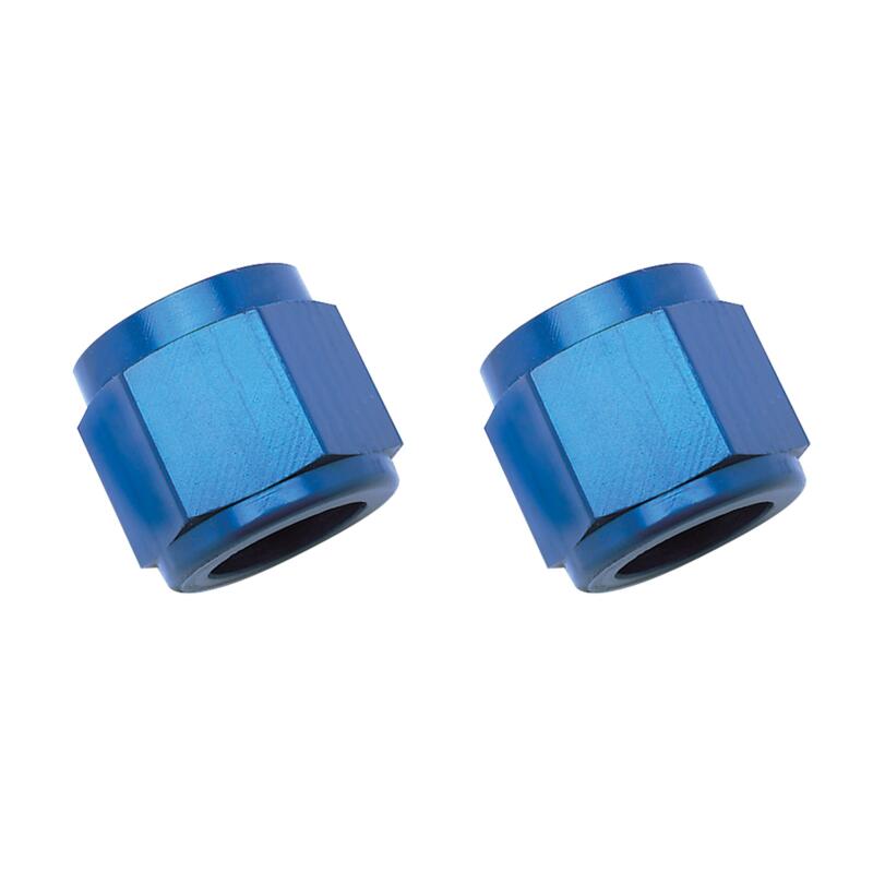 Russell Tube Fitting 660570; Tube Nut Blue Anodized Straight -06AN Female 