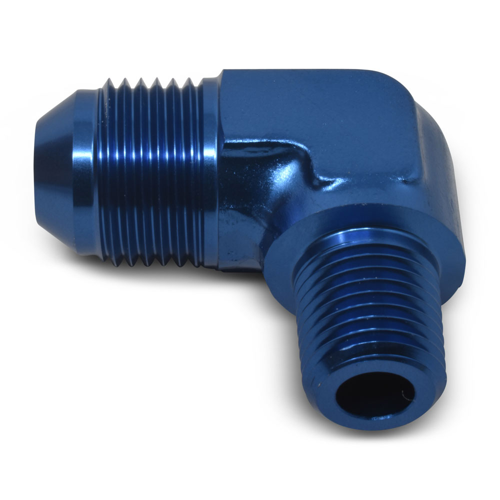 Russell AN Fitting 660880; AN to NPT Adapter Blue -10AN Male 90 deg. 1/2 in. NPT Male 