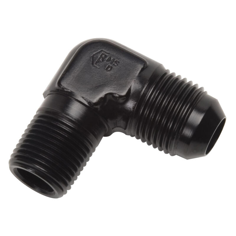 Russell AN Fitting 660903; AN to NPT Adapter Black -12AN Male 90 deg. 1/2 in. NPT Male 