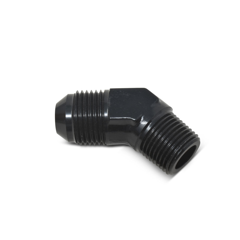 Russell AN Fitting 660943; AN to NPT Adapter Black -04AN Male 45 deg. 1/8 in. NPT Male 