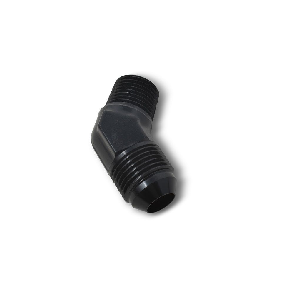 Russell AN Fitting 660953; AN to NPT Adapter Black -06AN Male 45 deg. 1/4 in. NPT Male 