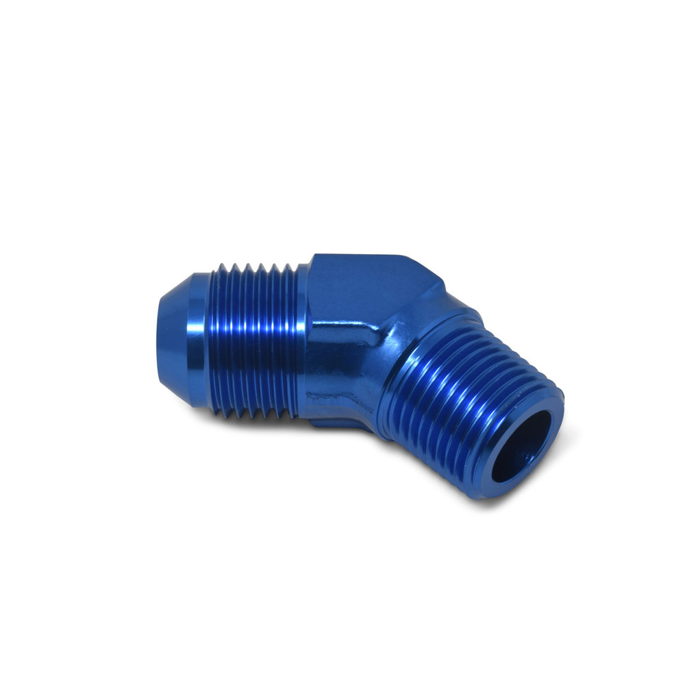 Russell AN Fitting 660980; AN to NPT Adapter Blue -12AN Male 45 deg. 3/4 in. NPT Male 