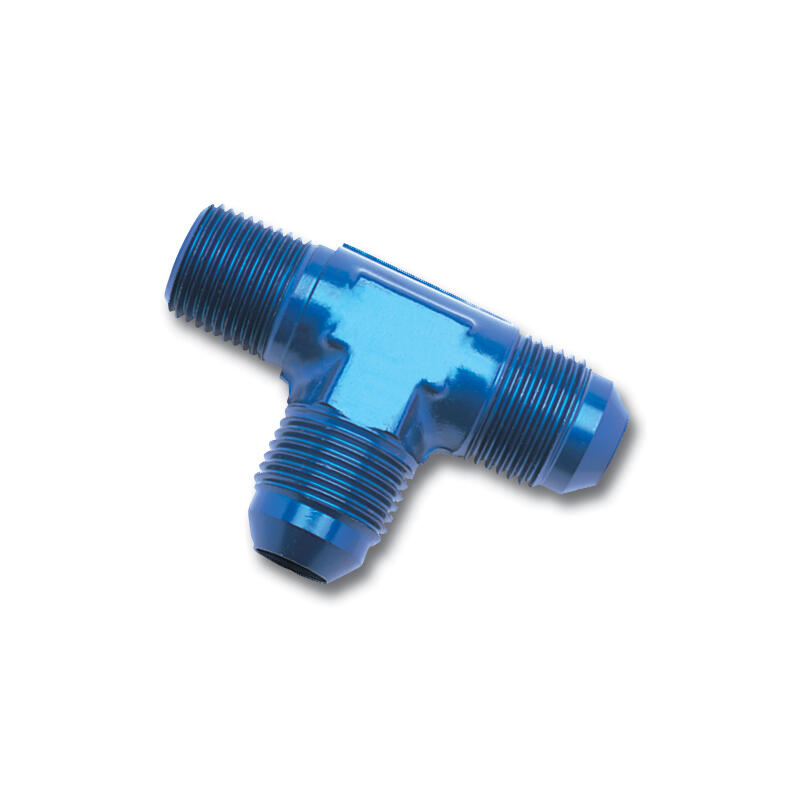 Russell AN Fitting 661100; AN to NPT Tee Fitting Blue -03AN Male Tee -03AN Male 1/8 in. NPT Male 
