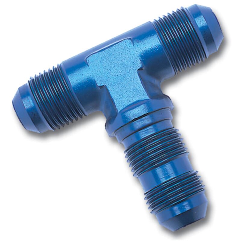 Russell AN Fitting 661330; AN to AN Bulkhead Tee Blue -08AN Male Tee -08AN Male -08AN Male 