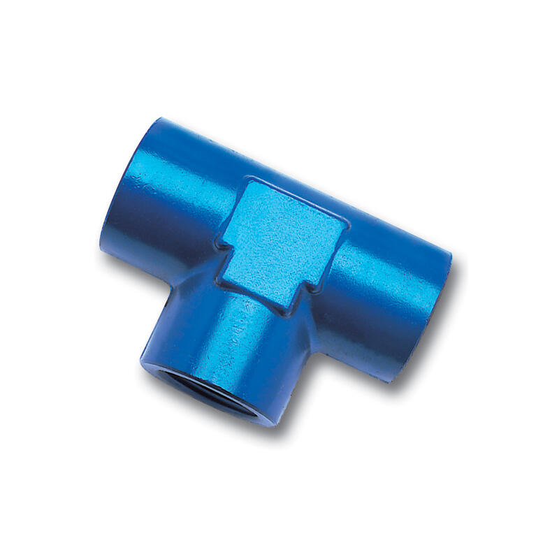 Russell Pipe Fitting 661710; NPT to NPT Tee Fitting Blue Anodized 1/8 in. NPT Female Tee 1/8 in. NPT Female 1/8 in. NPT Female 