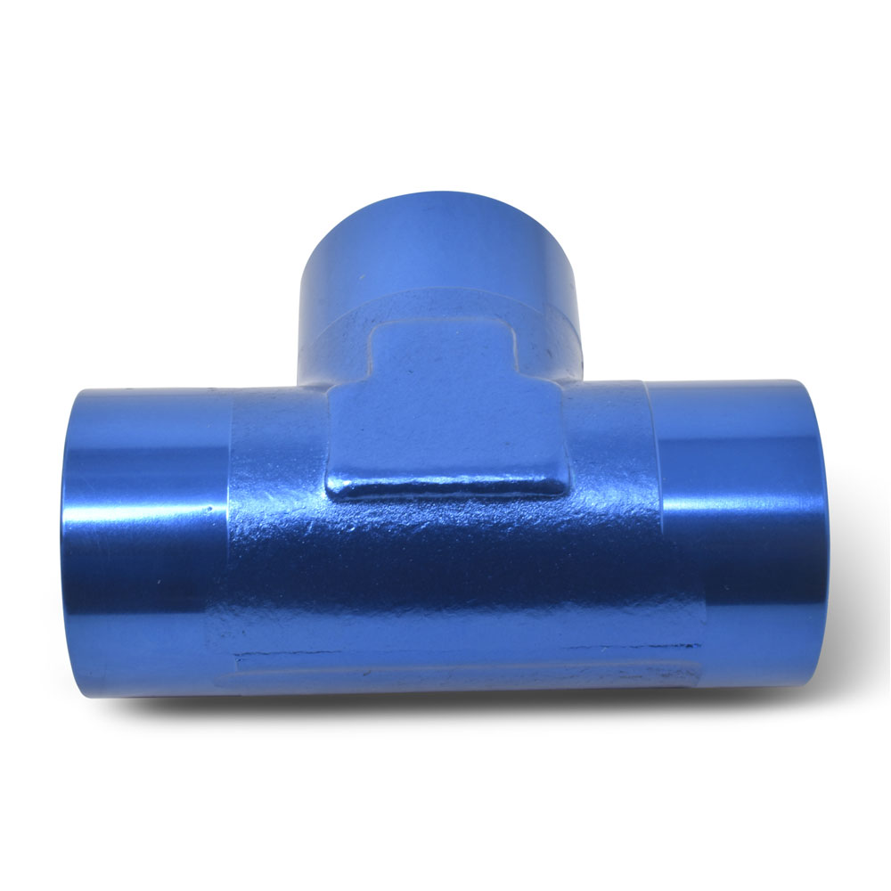 Russell Pipe Fitting 661730; NPT to NPT Tee Fitting Blue Anodized 3/8 in. NPT Female Tee 3/8 in. NPT Female 3/8 in. NPT Female 