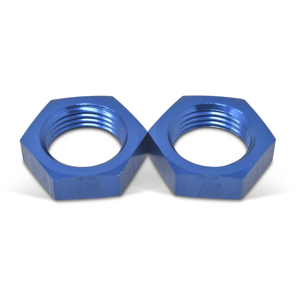 Russell AN Fitting Nut 661880; Bulkhead Nut Blue Anodized -04AN Female Straight 