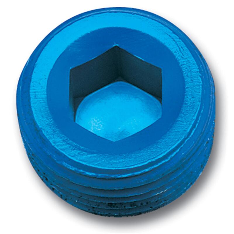Russell Pipe Fitting 662040; NPT Plug Blue Anodized 1/4 in. NPT Male Straight Internal Allen 