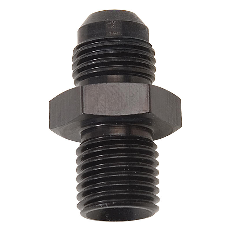 Russell AN Fitting 670523; AN to Metric Adapter Black -06AN Male Straight 14mm x 1.50 Male 