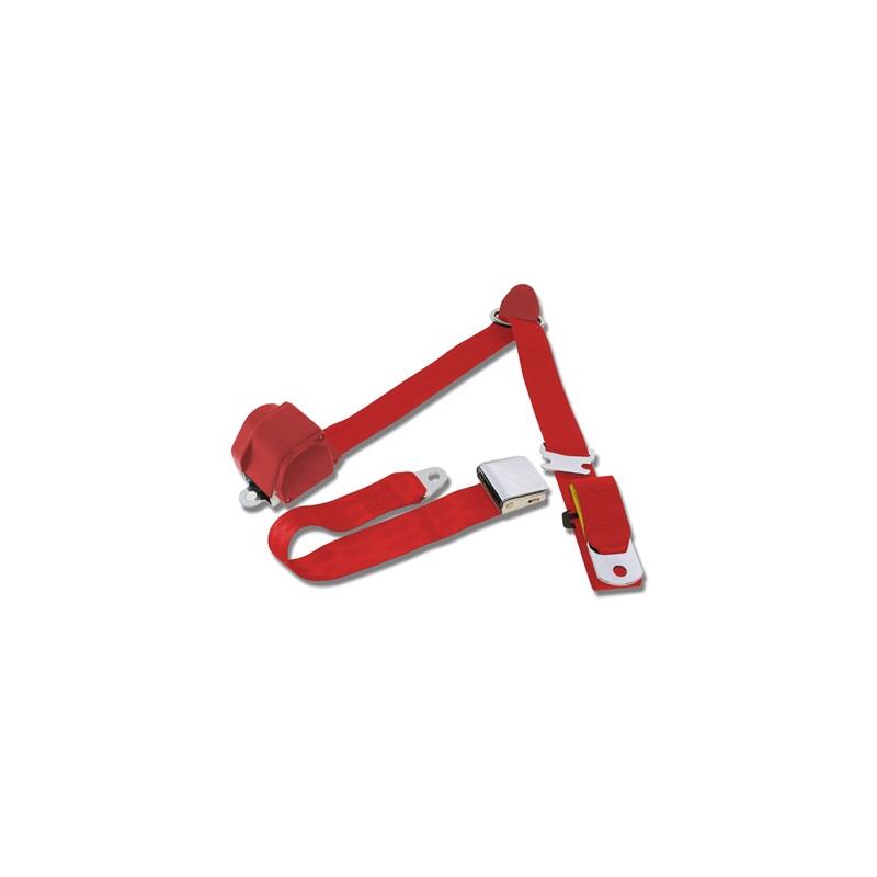 Photo for Scott Drake Seat Belt SB-3P-BR; Bright Red 3 Point Latch for 1964 to 1973 Ford Mustang