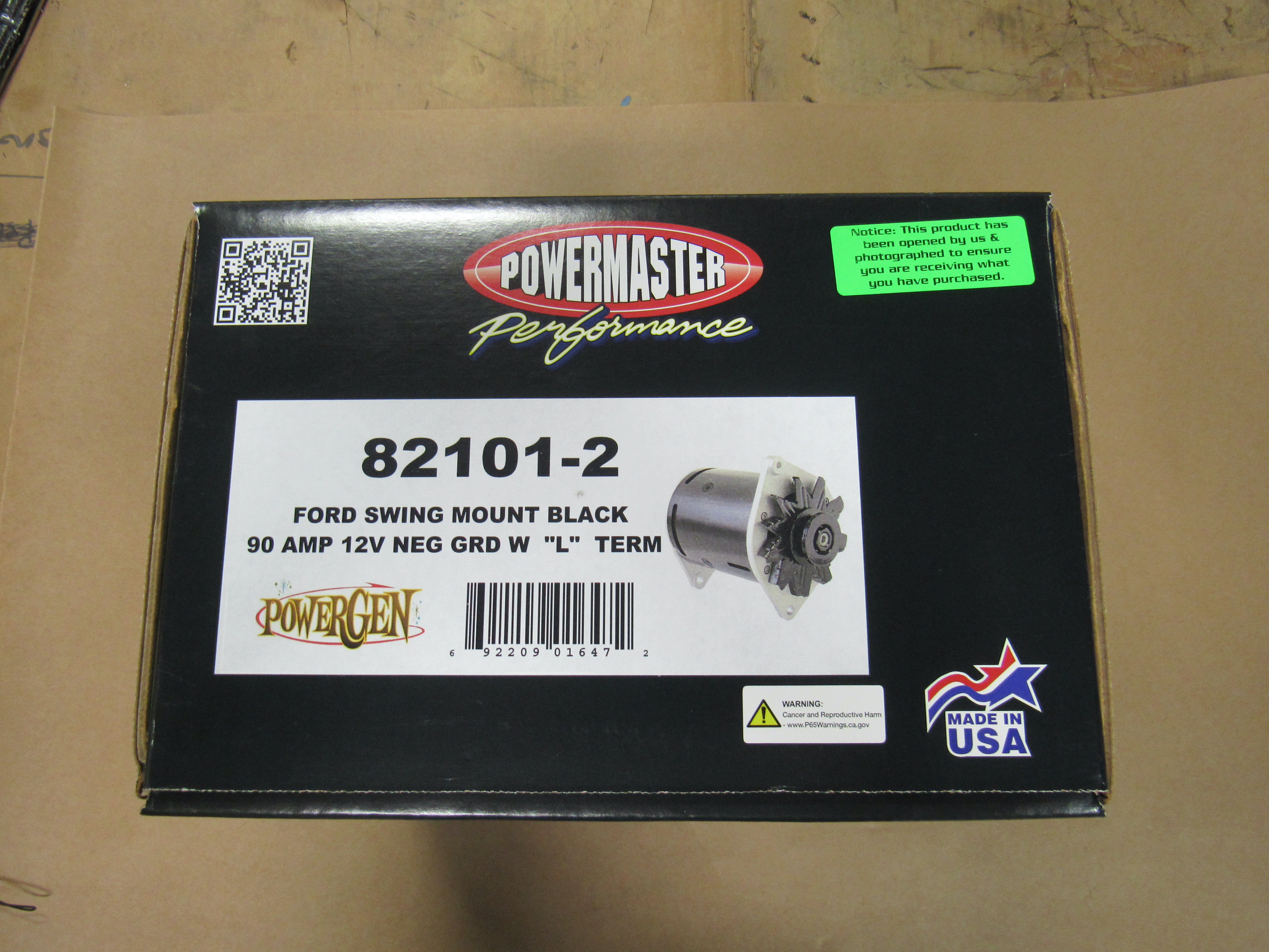 Powermaster Alternator PWR82101-2; Scratch and Dent 90 Amp Black Generator Internal 1951 to 1965 Ford V8 