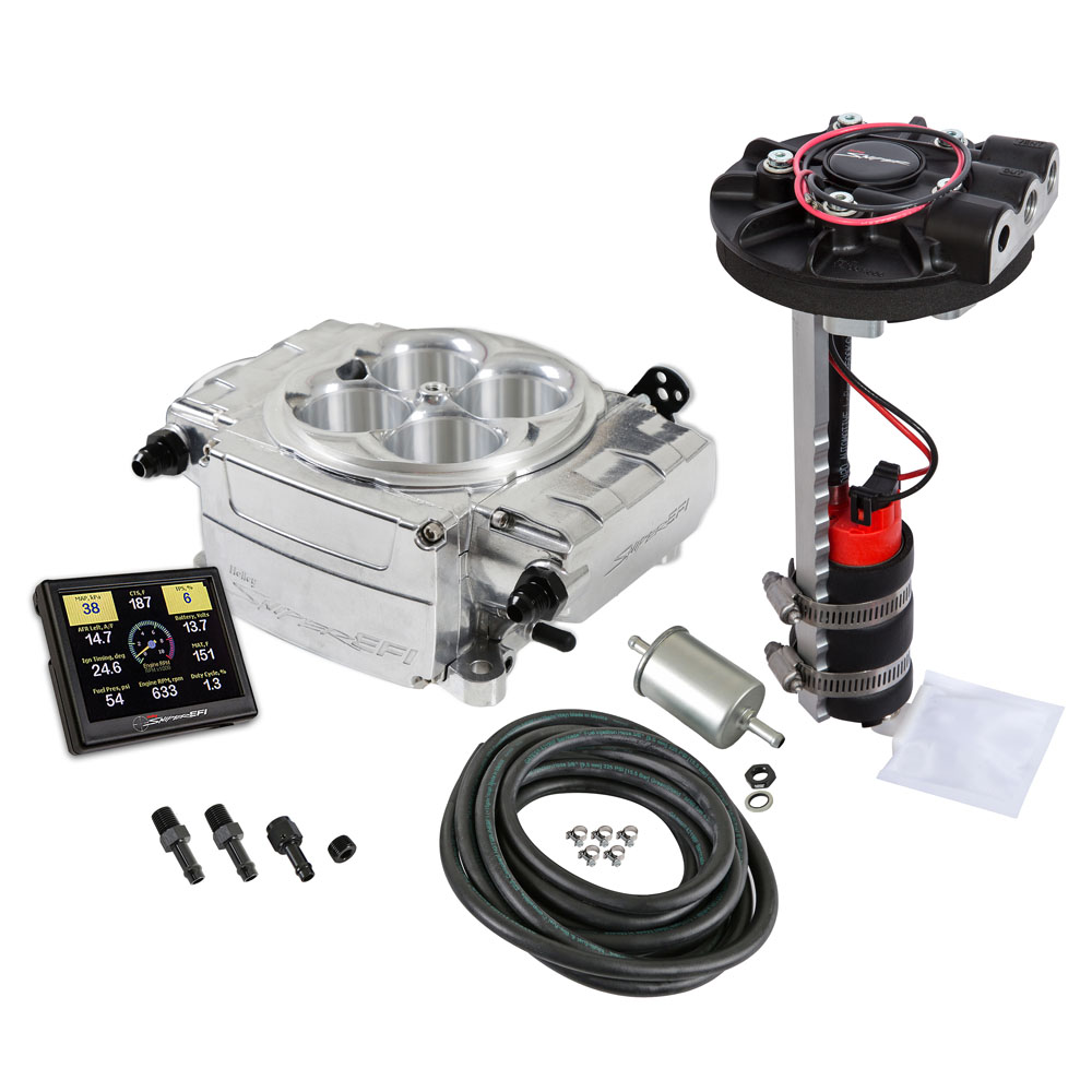 Sniper Fuel Injection System 550-510-3XR; Sniper 2 with Drop-In Pump 650 HP Throttle Body 800 cfm Shiny Aluminum 