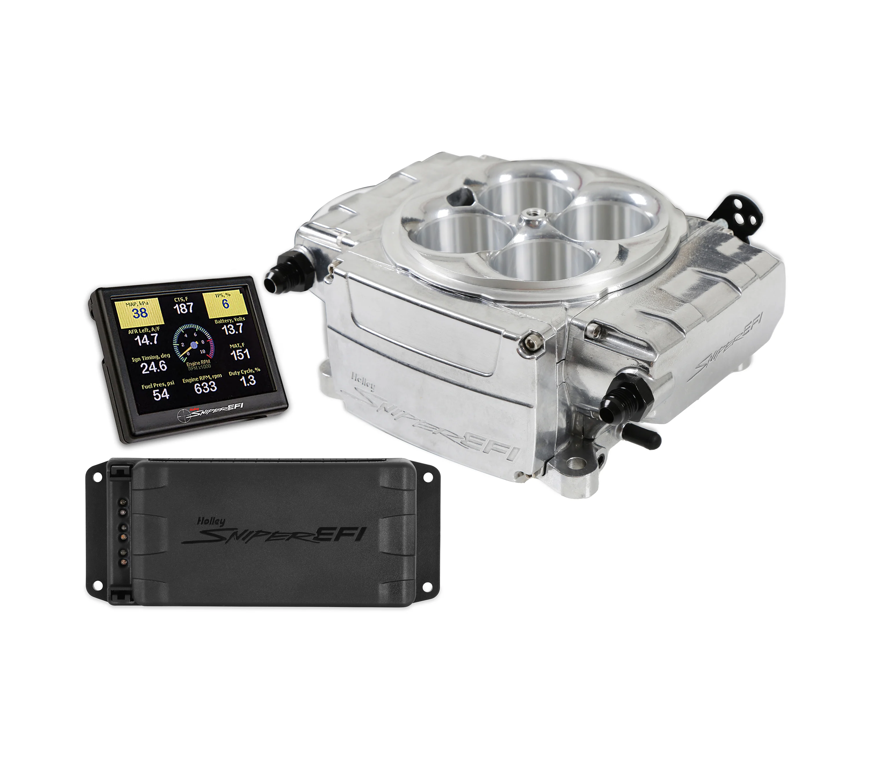 Sniper Fuel Injection System Kit 550-510-3PX; Sniper 2 w/PDM 650 Throttle Body 800 Polished Aluminum 