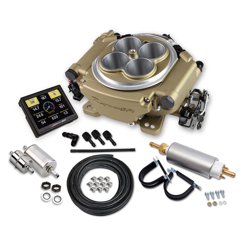 Sniper Fuel Injection System Kit 550-516K; 650 HP Self Tuning 650 HP Throttle Body 800 CFM Gold Aluminum 