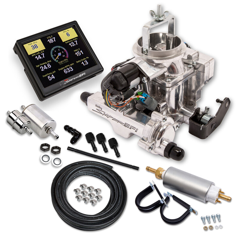 Sniper Fuel Injection System Kit 550-858K; Sniper EFI BBD Master Kit 350 HP Throttle Body Shiny Aluminum for 1971 to 1986 Jeep CJ5, CJ7, CJ8 258 